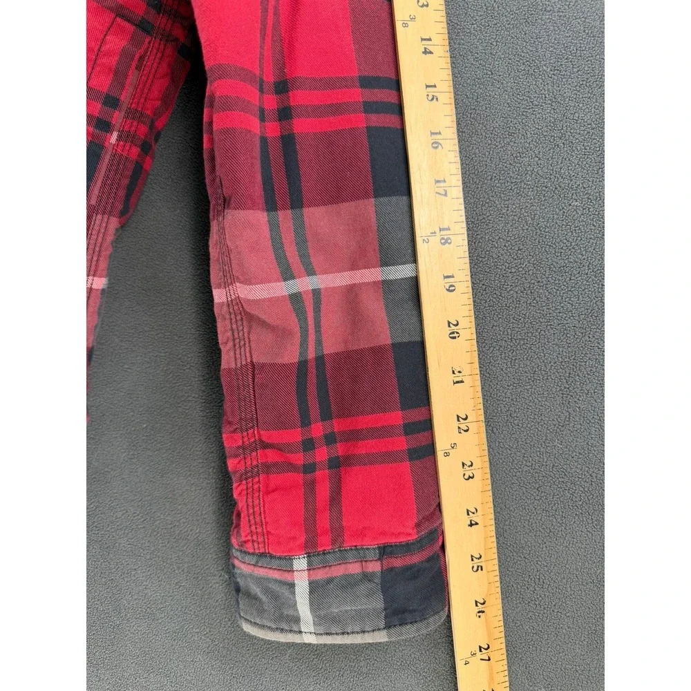 The North Face Mens Red Plaid Sherpa Lined Campshire Flannel Shacket Small